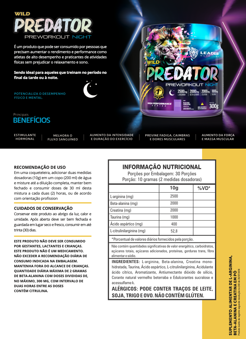 Pré-Treino Wild Predator Night Pre Workout - Leader Nutrition